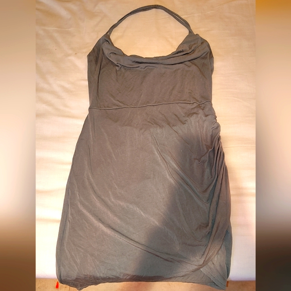 Elegant Gray Halter Dress